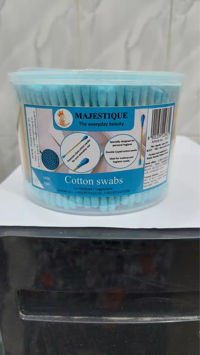 Majestique Cotton Swabs 1000 Count Double Round Thick (Combo of 2) (B-24)