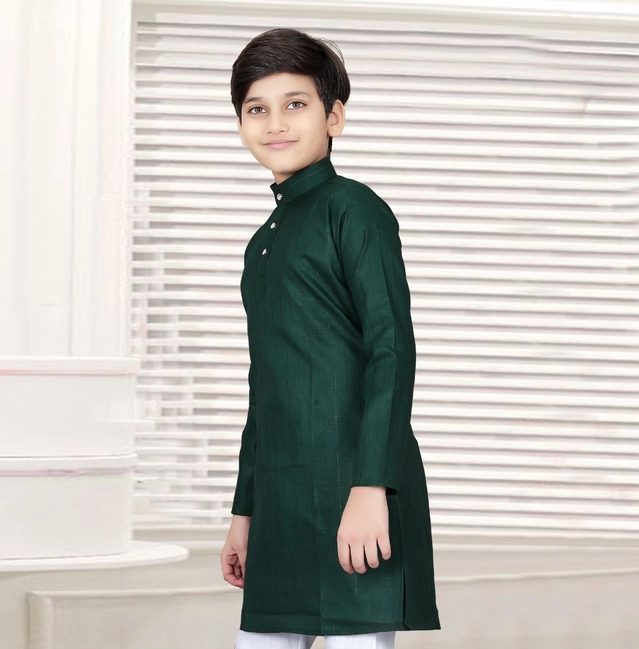 Cotton Kurta without Pyjama for Boys (Bottle Green, 3-5 Years)