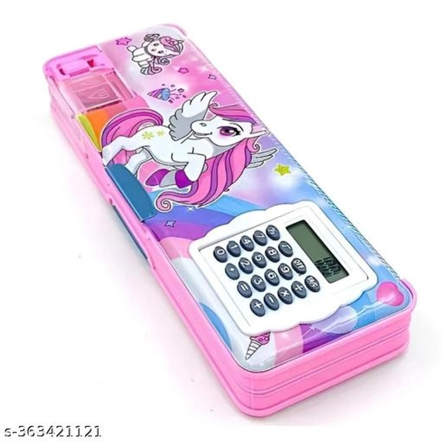 Pencil Box with Calculator for Kids (Multicolor)