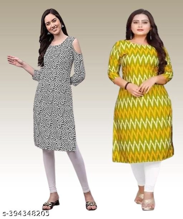 Crepe Kurtis for Women (Multicolor, S) (Pack of 2)