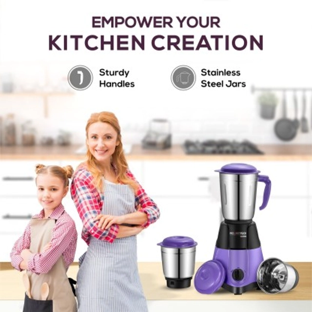 MOONSTRUCK By Suprimo 750 Watt 3 Jars Mixer Grinder - (Purple)