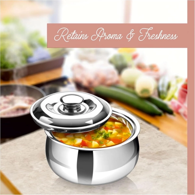 Attri Double Wall Stainless Steel Belly Shape Insulated Casserole 1500ml