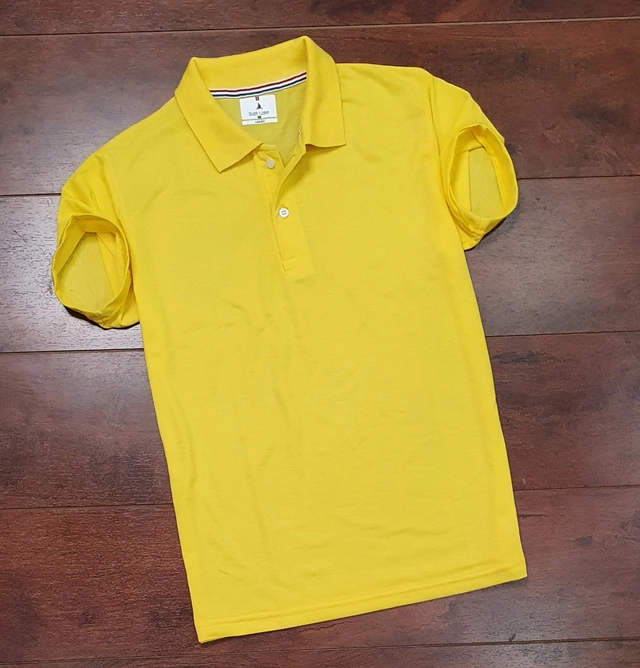 Polo Neck Solid T-Shirt for Men (Yellow, M)