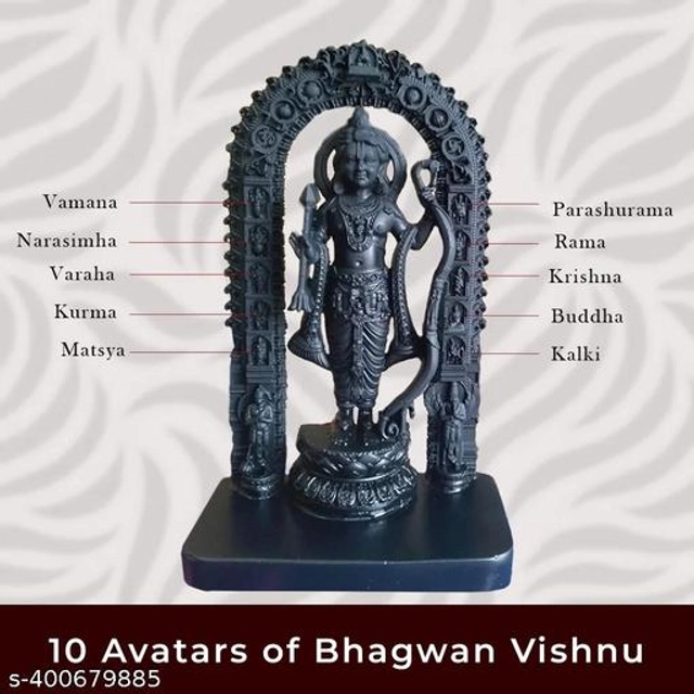 Poly Resin Ayodhya Ram Idol (Black)