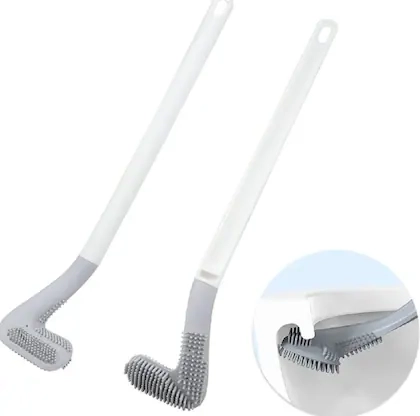 Plastic Golf Shape Toilet Cleaning Brush (Grey, Pack of 2)