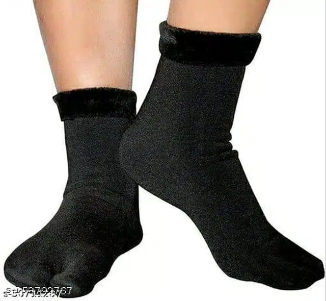 Spandex Winter Socks for Women (Beige & Black, Set of 6)