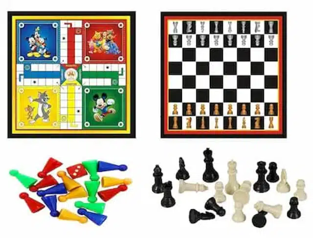 Chess & Ludo Games Board for Kids (Multicolor, Set of 2)