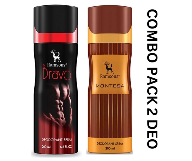 Ramsons Bravo with Montesa Deodorant for Men (200 ml, Pack of 2)