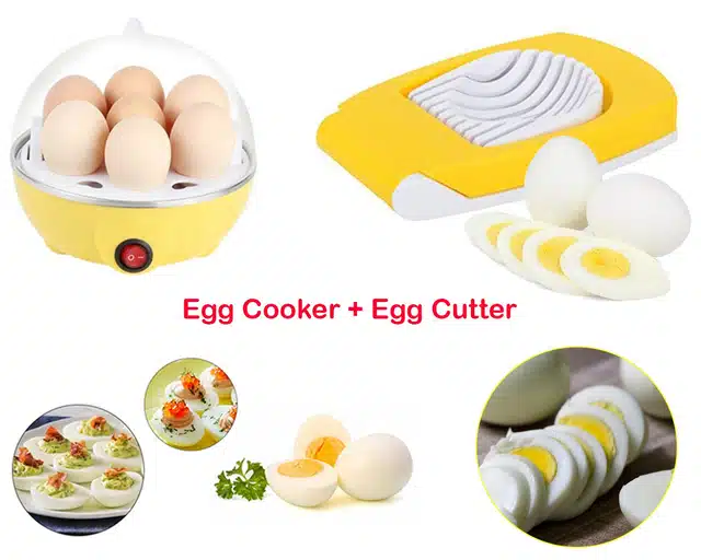 Egg Boiler with Cutter (Multicolor, Set of 2)