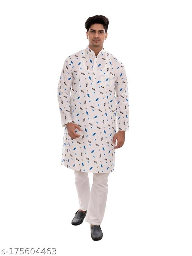 Cotton Blend Kurta for Men (White, S)