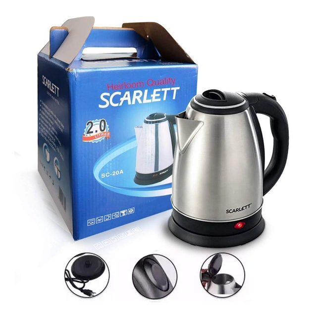 Scarlett Electric Kettle 2 Litre,Hot Water,Tea,Coffee,Milk,Cooking Foods Kettle Electric Kettle (2 L, Silver, Pack of 1)