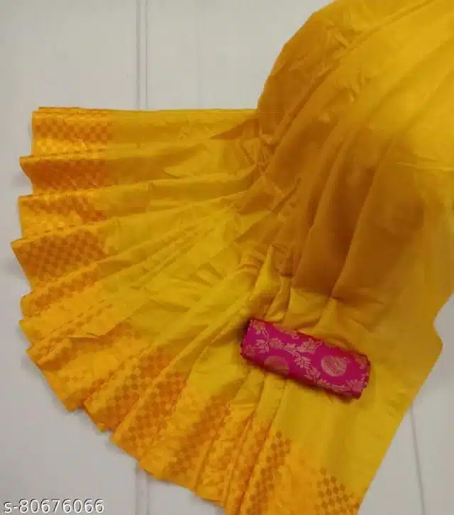 Sana Silk Saree for Women (Yellow, 6.3 m)