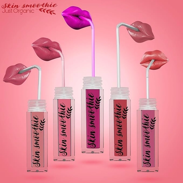 Skin Smoothie Mini Liquid Lipstick With Almond Oil & Vitamin E (Pink Edition) (Pack Of 5)