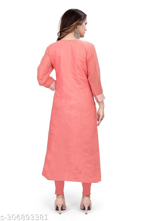 Cotton Embroidered Kurti for Women (Pink, L)