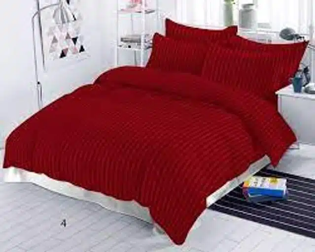 Solid Bedsheet with Two Pillow Covers (Red, 90x100 inches)