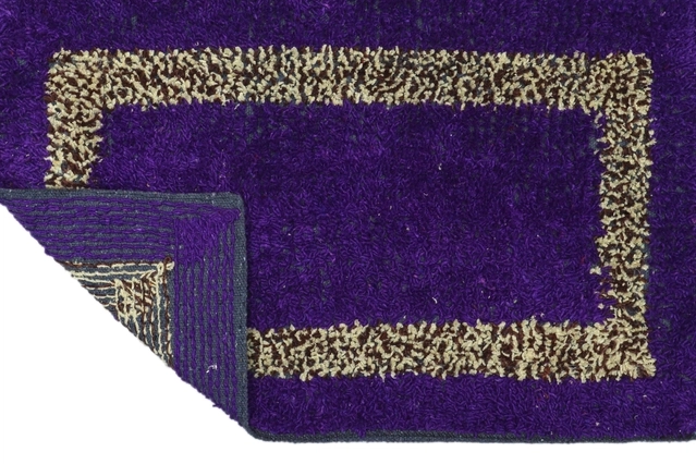 QALEEN Cotton Door Mat Home Decorative Carpet Door Rug Floor Mat (Purple, Pack of 2)