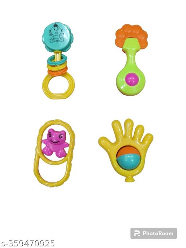 Plastic Rattle Toy for Baby (Multicolor, Pack of 4)