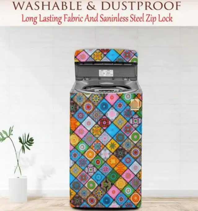 Knit Printed Top Load Washing Machine Cover (Multicolor)