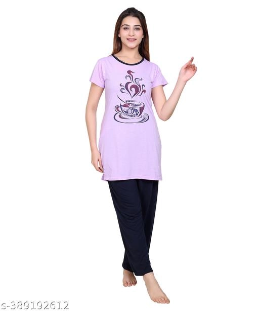 Woolen Nightsuit for Women (Lavender, M)