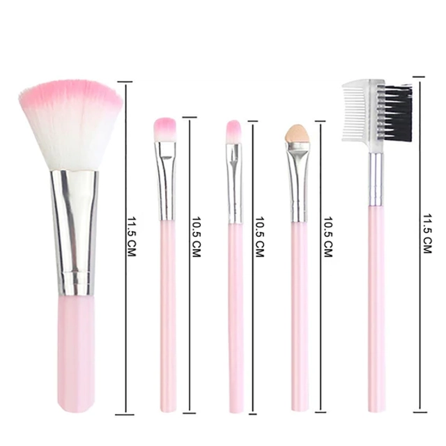 Plastic Makeup Brushes (Multicolor, Set of 5)