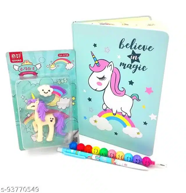 G4GIFT Unicorn Stationary Kit Soft Diary Unicorn Pen Soft Pencil Pouch Set  at Rs 170/set in Ahmedabad