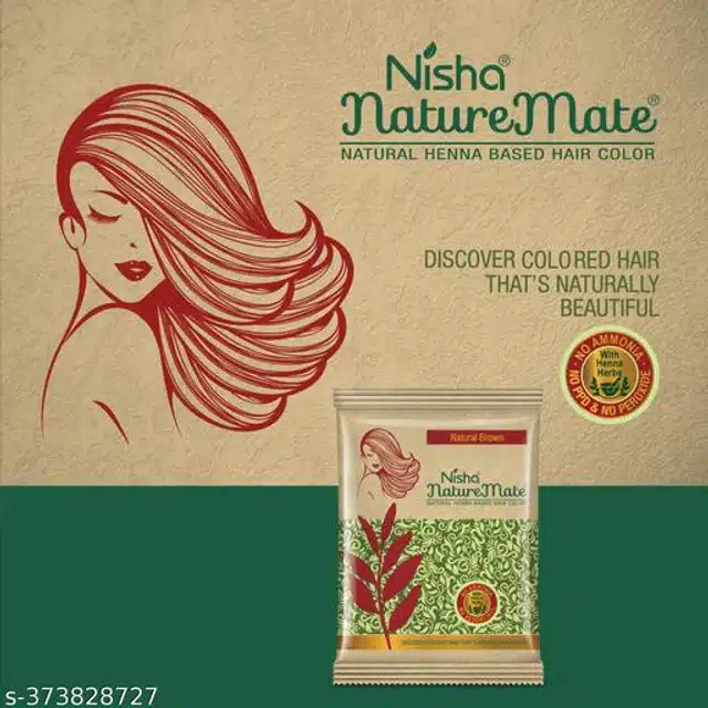 Nisha Nature Mate Henna Powder Hair Color (Natural Brown, 90 g) (Pack of 3)
