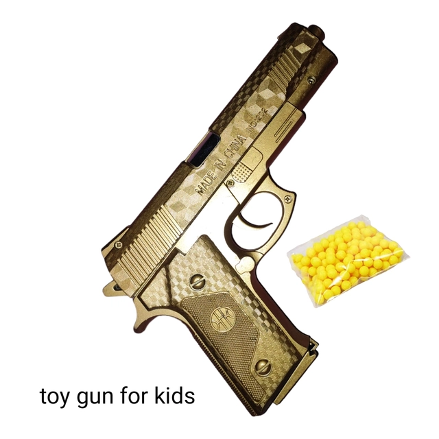 Plastic Mouser Gun Toy with 50 Pcs Bullets for Kids (Gold, Set of 1)