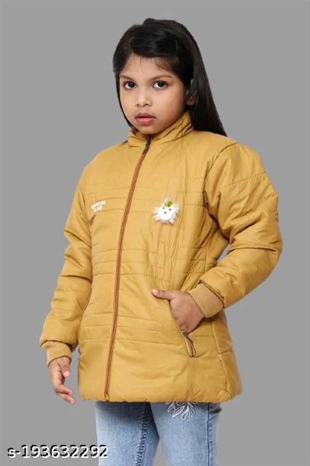 Polyester Jacket for Girls (Mustard, 18-24 Months)