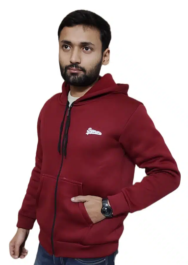 Winter Season Sweatshirt Hoodie For Men (Maroon, XL) (A-11)