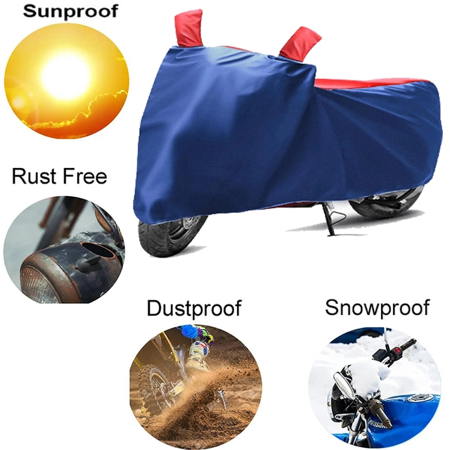 Polyester Semi-Waterproof Universal Motorcycle Cover (Blue & Red)