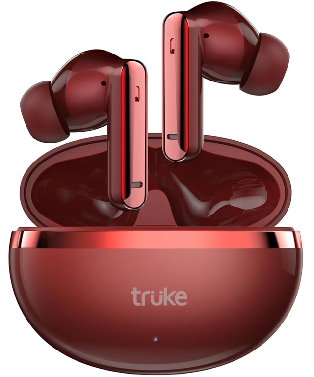 Truke Wireless Earbuds Bluetooth with Charging Case (Red)