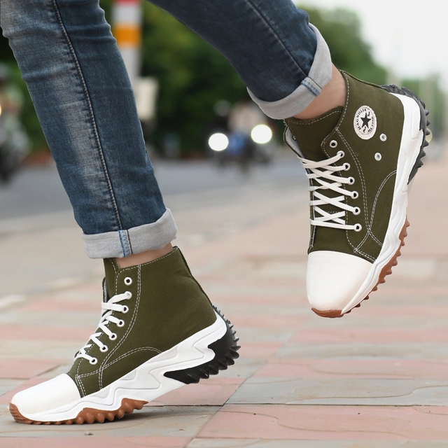 Boots for Men (Green & White, 6)