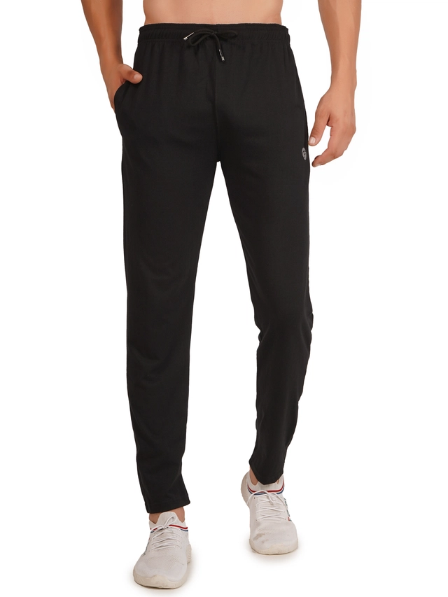 Lycra Solid Trackpant for Men (Dark Black, S)