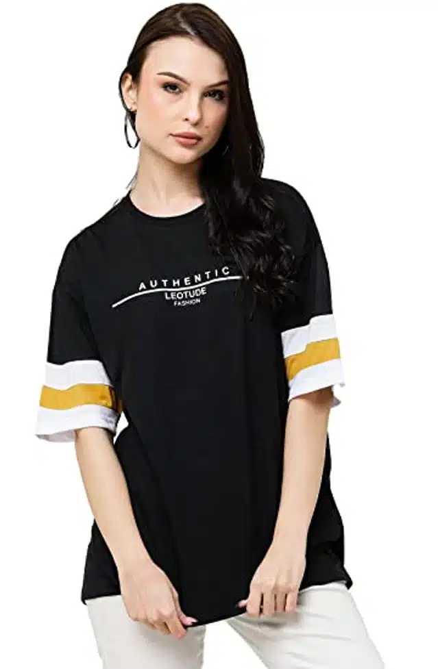 Oversized T-shirt for Women (Black, L)