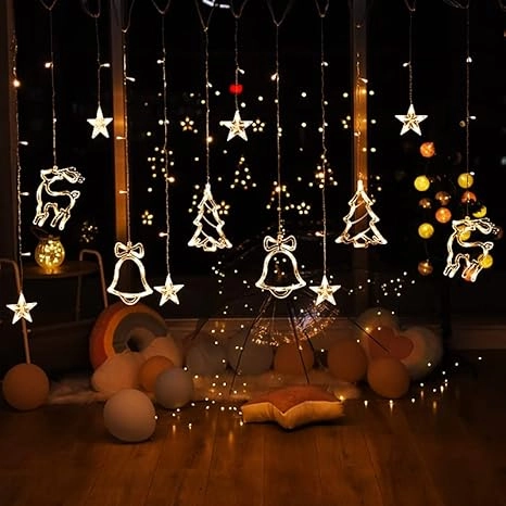 Christmas Reindeer LED Curtain Lights (Yellow, 2.5 m)