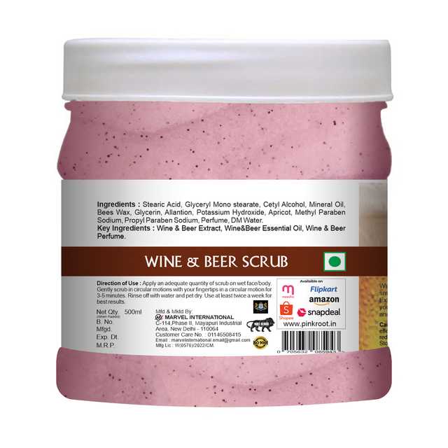 Pink Root Wine & Beer Scrub (Pack Of 1, 500 ml) (MI-158)