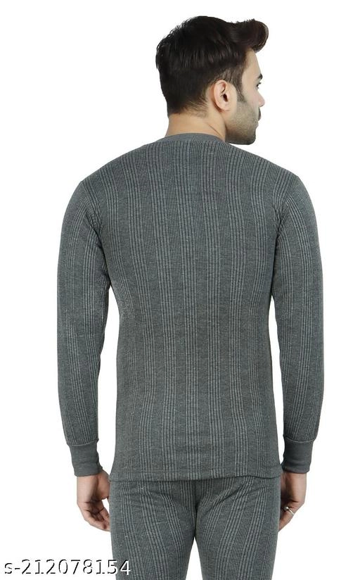 Cotton Blend Thermal Topwear for Men (Grey, M)