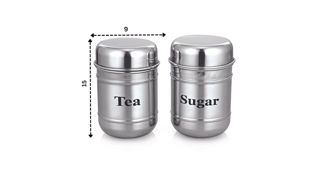 BROSKY Tea Sugar Steel Container (Pack of 2)