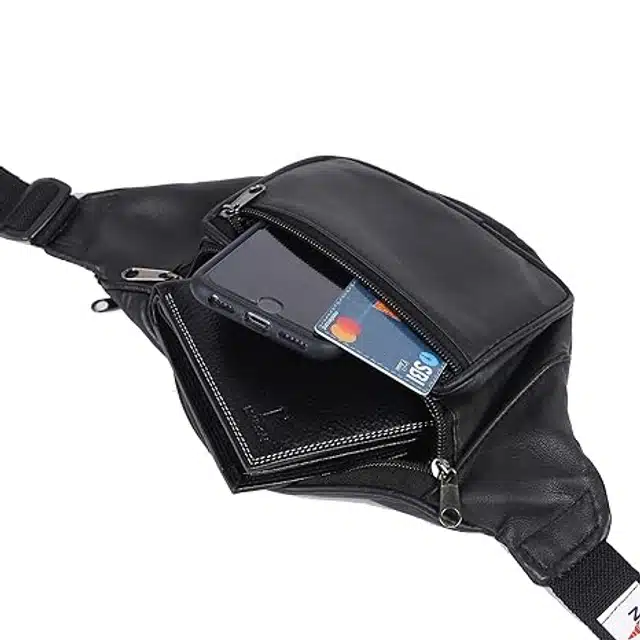 Polyester Waist Bag for Men & Women (Black)