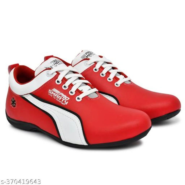 Sports Shoes for Men (Red & White, 6)