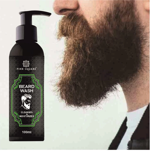 Pink Square Beard Wash (100 ml) & Beard Growth Oil for Men (30 ml) (Set of 2)