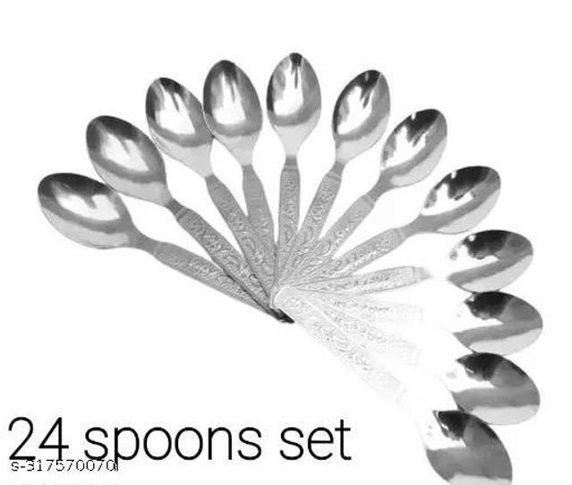 Stainless Steel Spoons (Silver, Pack of 24)