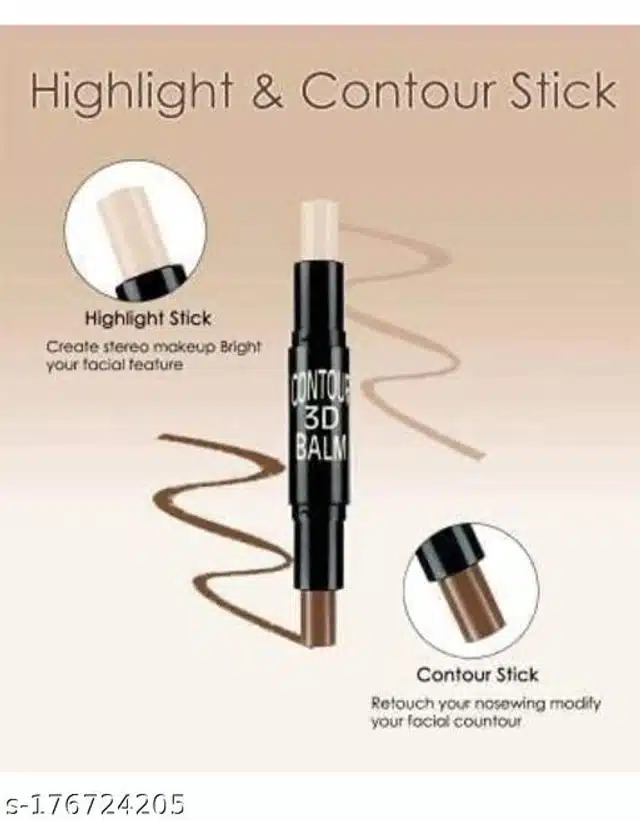 Contour Stick with Makeup Fixer Spray (100 ml) & Blender (Multicolor, Set of 3)