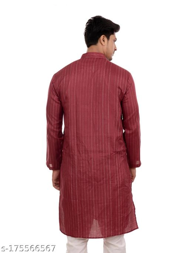 Cotton Blend Kurta for Men (Maroon, S)