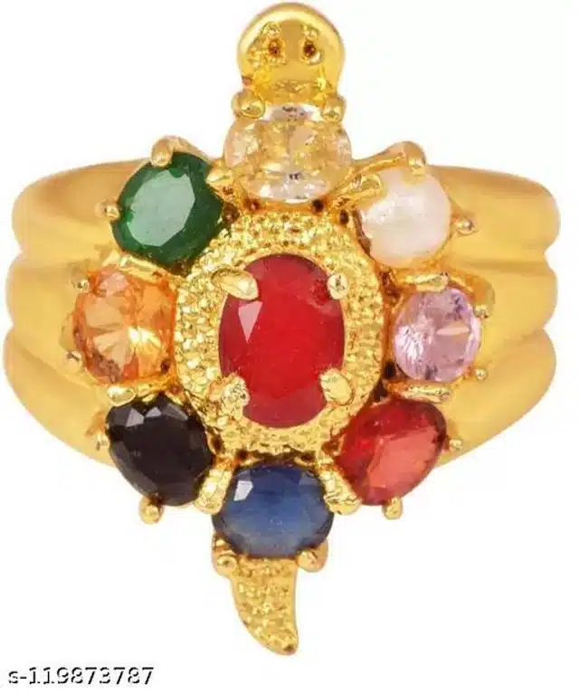 Navratan Turtle Finger Ring (Multicolor)