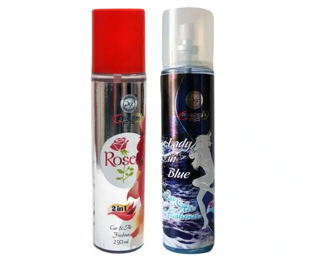 DSP Rose with Lady In Blue 2 in 1 Car & Air Freshener (Pack of 2, 250 ml)