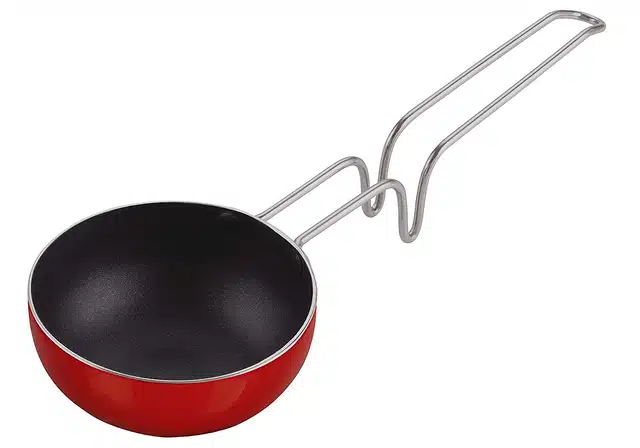 NIRLON Aluminium Tadka Pan (Red & Black, 11 cm)