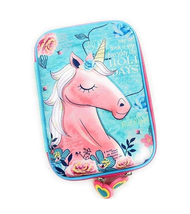 MINDFIT RVN Unicorn Hardtop EVA Pencil Pouch Case with Compartments Stationery Box for Kids (Large Capacity, Multicolour,Pack of 1)