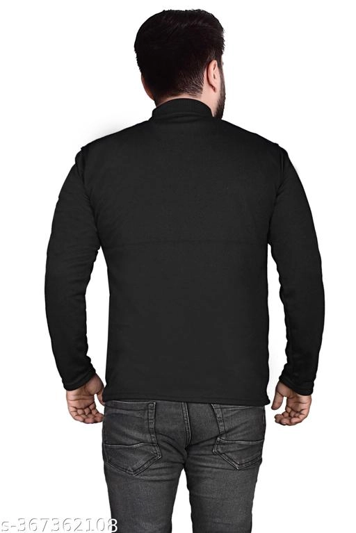 Woolen Striped Sweater for Men (Black, M)