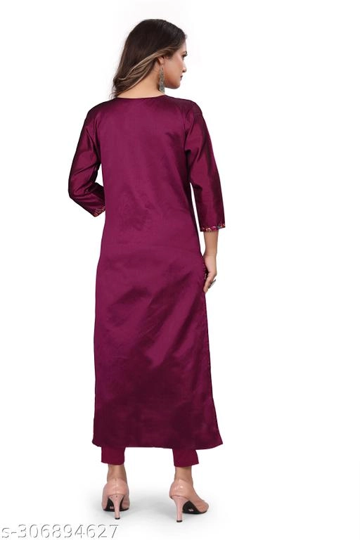 Pashmina Embroidered Kurti for Women (Purple, L)